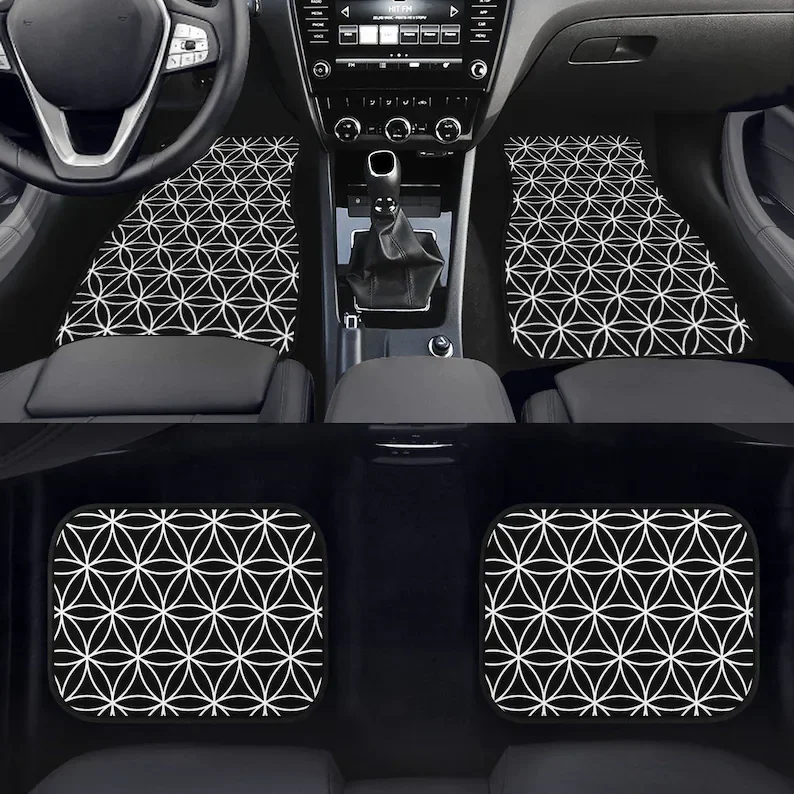 Flower Of Life  Floor Mats - Sacred Geometry, Seed Of Life, Spiritual , Tribal  Seat, Rubber  Mats, Hippie  Acces