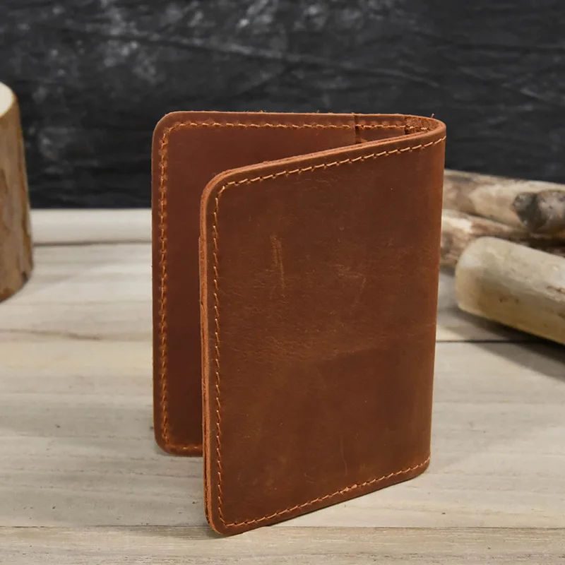 Simple Design Genuine Leather Card Holder Passport Wallet For Men Women Leather Purse Cover Bifold Short Wallets For Man Male