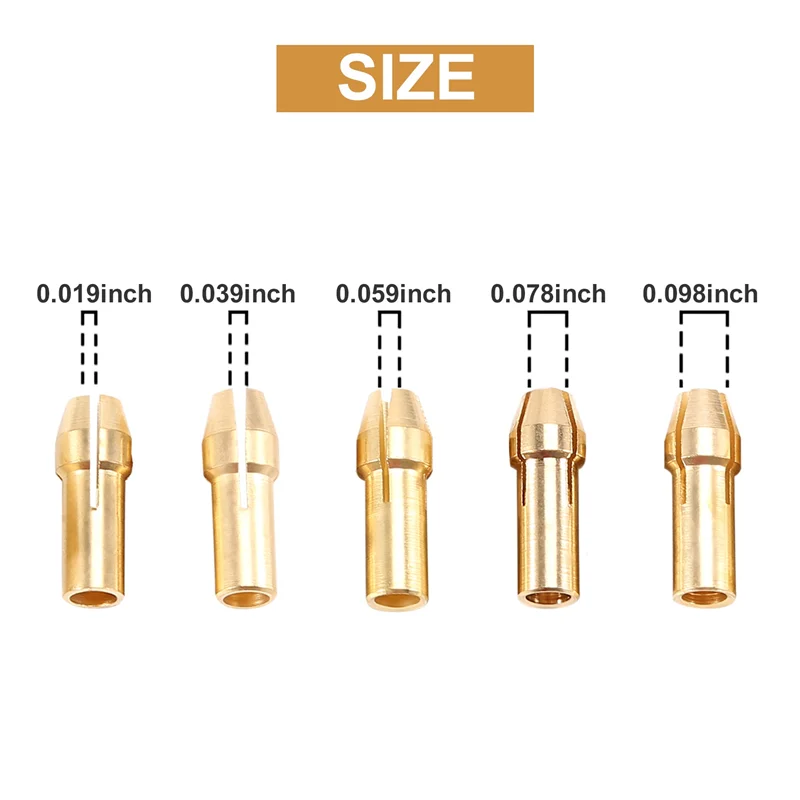 3 Sets 0.5-3mm Brass Drill Chuck Small Electric Drill Bit Collet Fit for Dremel Rotary Tools 3 Size -2.0mm 2.35mm 3.17mm