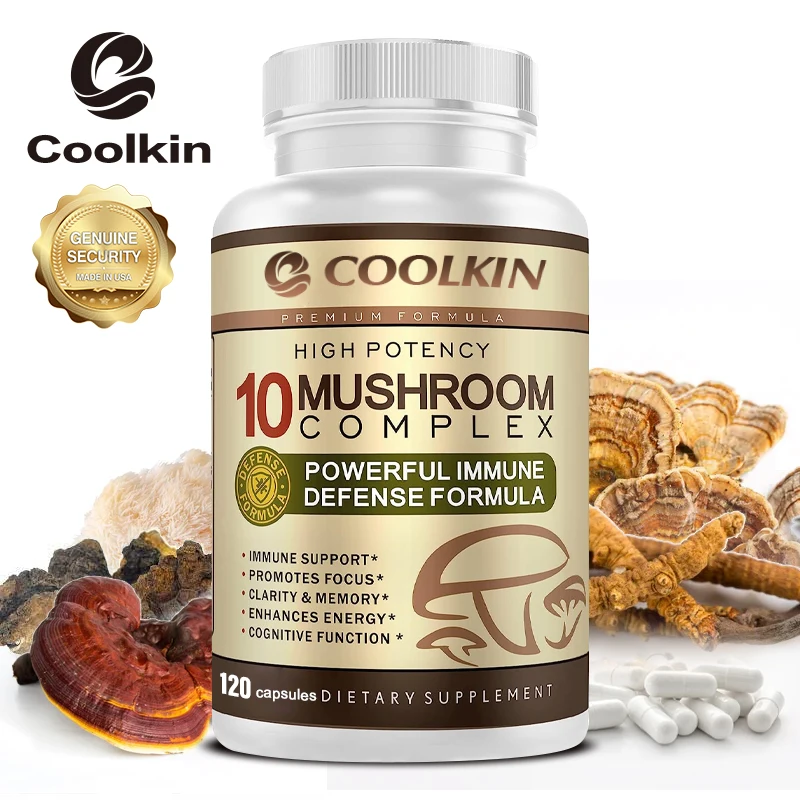 

10 Mushroom Complex - Enhances Brain Function, Memory and Cognition, Balances Mood, Immune Support