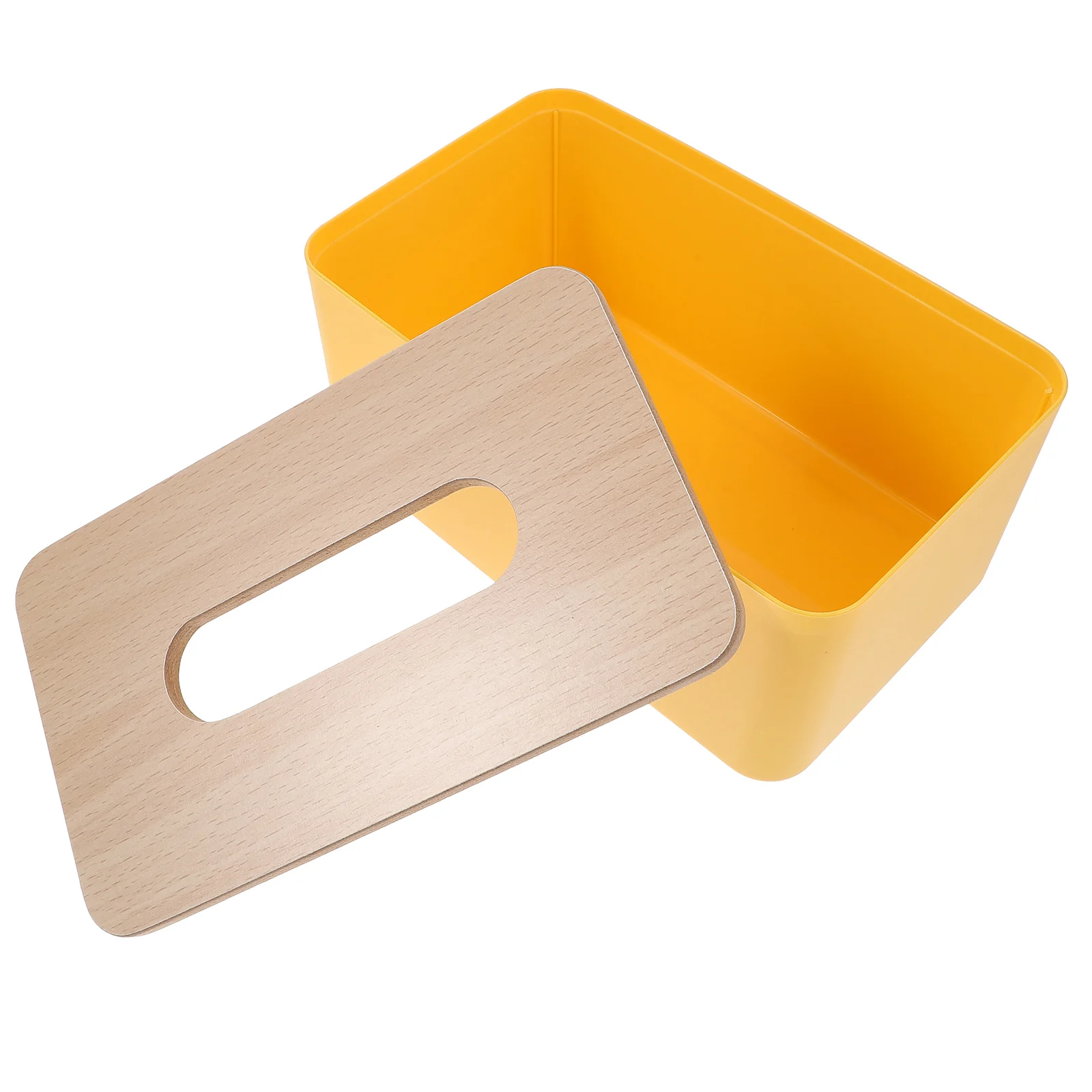 

Wooden Lid Tissue Box Yellow Home Supplies Storage Container Napkin Holder Compact Size Lightweight ganizer For Home Office