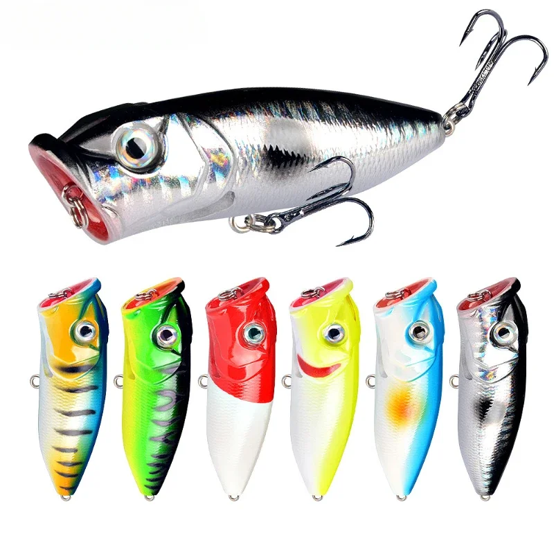 

ZWICKE 1pcs 6.5cm 12g Fishing Lures Topwater Popper Bait Hard Bait Artificial Wobblers Plastic Fishing Tackle with 6# Hooks