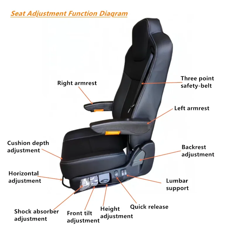 Classic Luxury Drivers Seats with Armrest Saftybelt International Universal LHD RHD for Volvo Truck Pneumatic Seat Comfortable