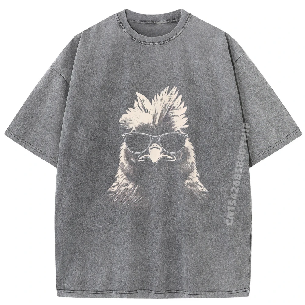 مضحك الدجاج بارد الكتابة على الجدران الفن الحضري الشارع لطيف المتضخم تي شيرت خمر غسلها القمصان النمط الصيني