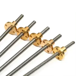 304 stainless steel  T6 Lead Screw 1mm Pitch Lead 1mm 2mm 4mm 6mm with Brass Nut 100/150/200/250/300/400/500/550mm Lead Screw