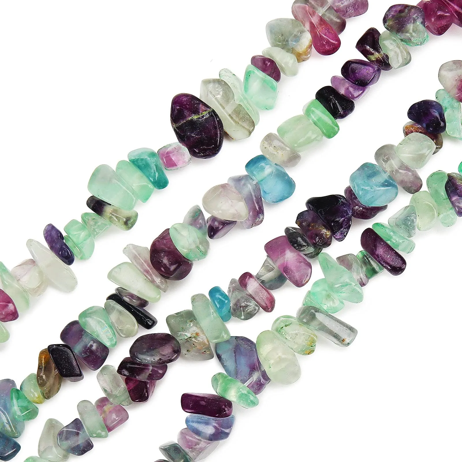 Natural Fluorite Chips Beads Irregular Chip Stones Loose Gemstone Beads Energy Healing Beads for Jewelry Making Strand 30 In