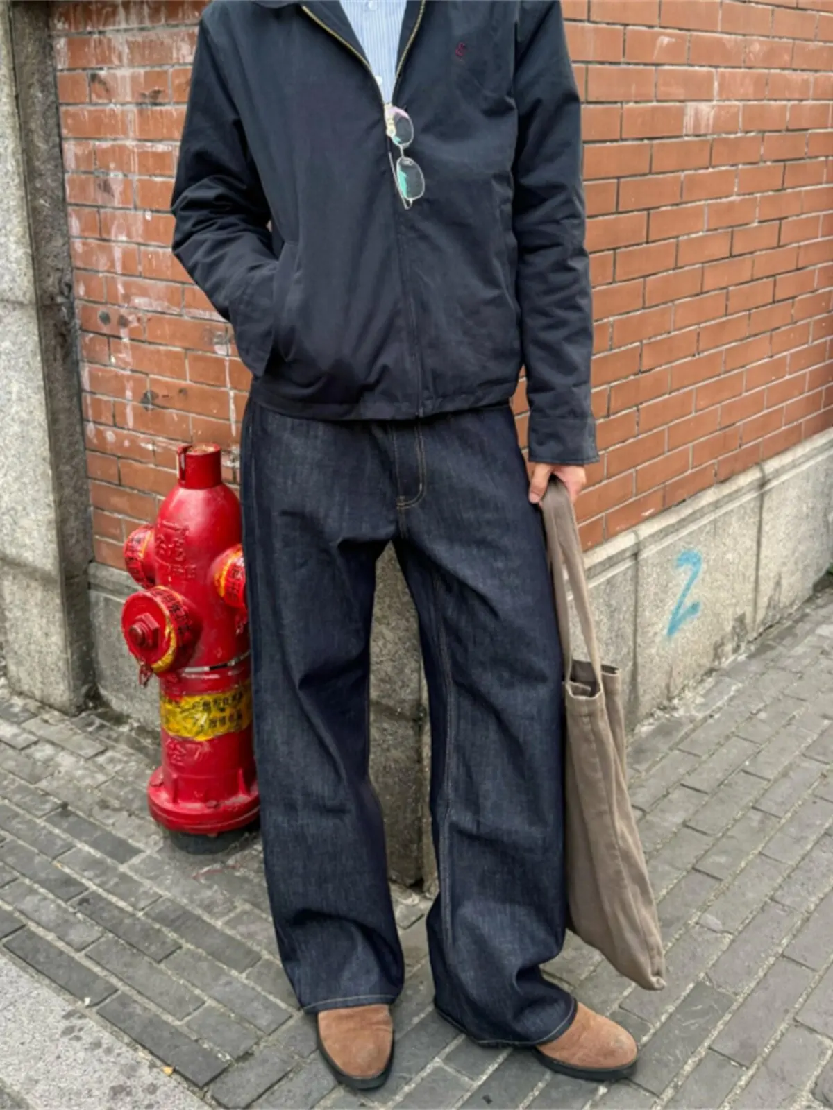 

Retro American Denim Original Color Straight Leg Men's Jeans Spring Summer Trendy Streetwear Casual Versatile Wide Leg Long J...