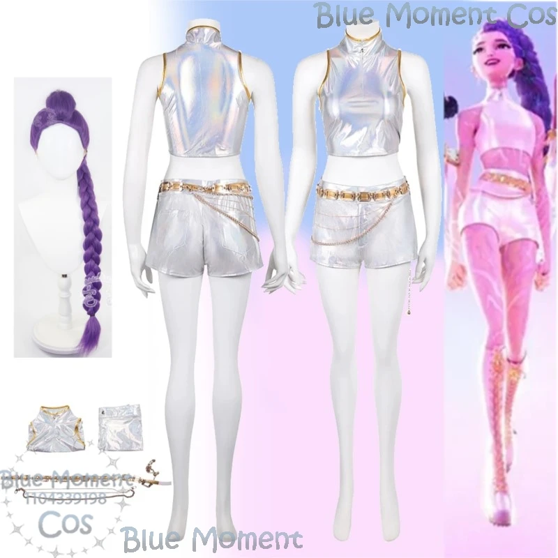What It Sounds Like RumI White Laser Clothes kPOP Idol Stage Demon Hunter Косплей Платье Корейская Девушка Хэллоуин @ Blue Moment