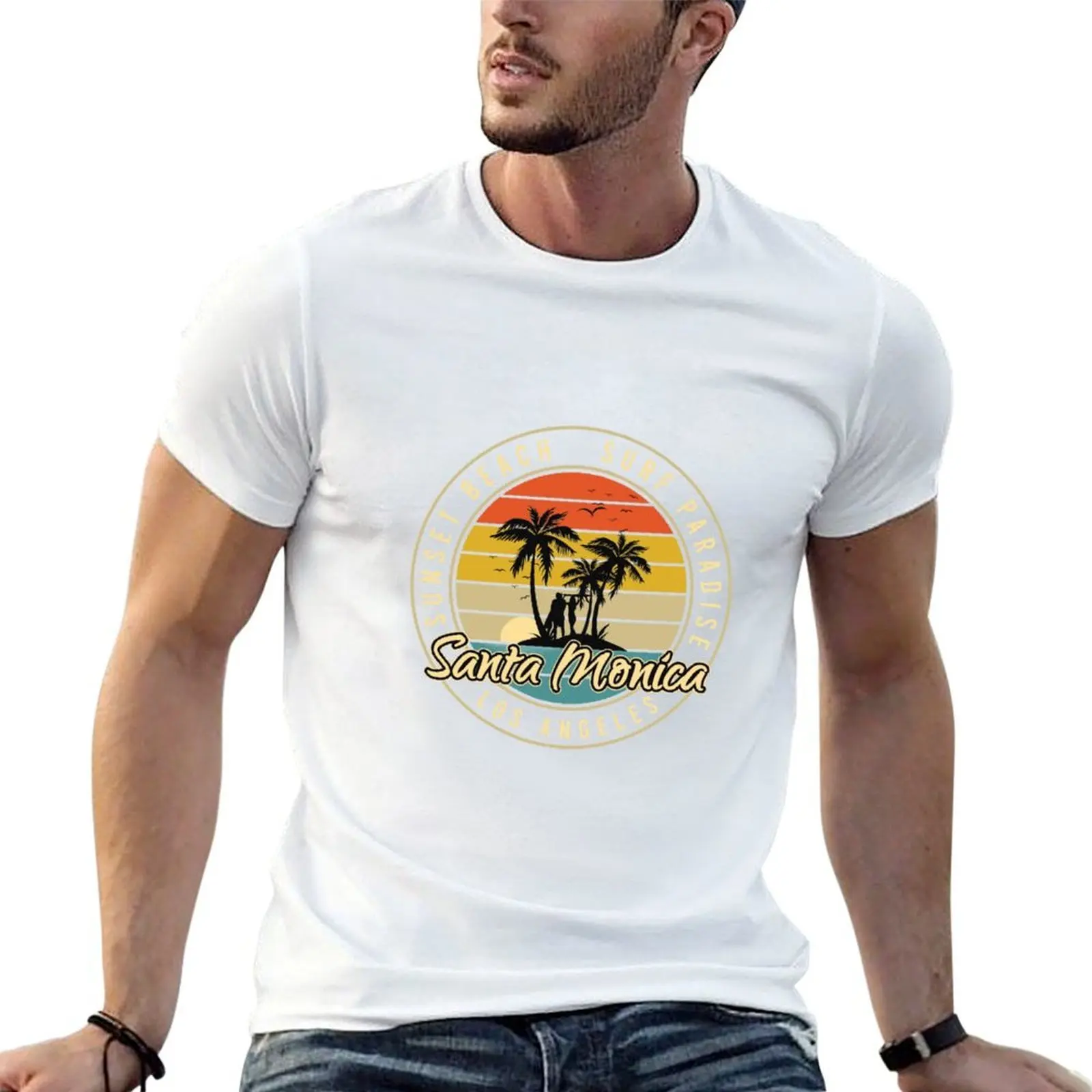 Santa Monica | Los Angeles | Sunset beach T-Shirt new edition topping t shirt men
