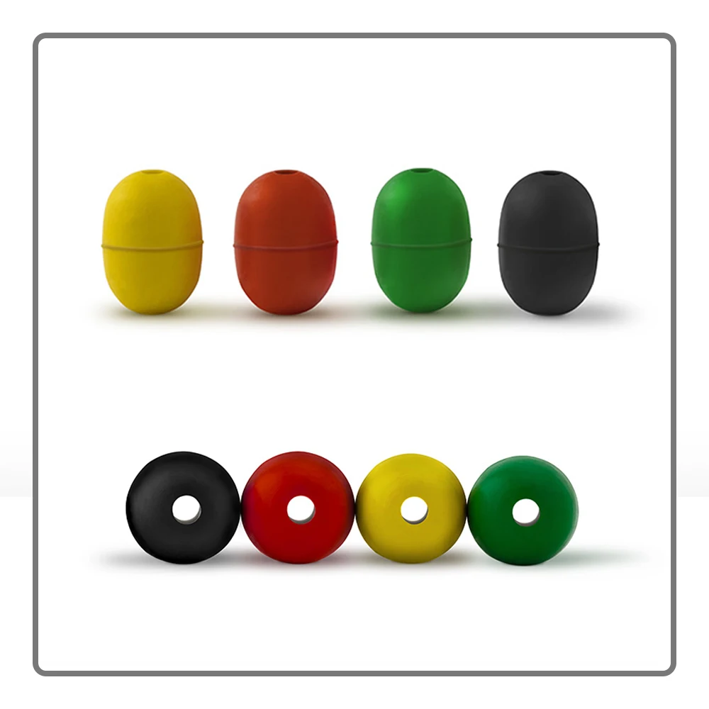 50Pcs Rock Fishing Color Soft Rubber Anti-Collision Block Beans Abo Float Line Hole Buffer Protection Bean Fishing Accessories