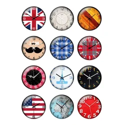 12pcs/lot Glass Cabochons 12mm 14mm 25mm Round Retro Clock Pocket Watch Pattern DIY Jewelry Making Findings & Components T134