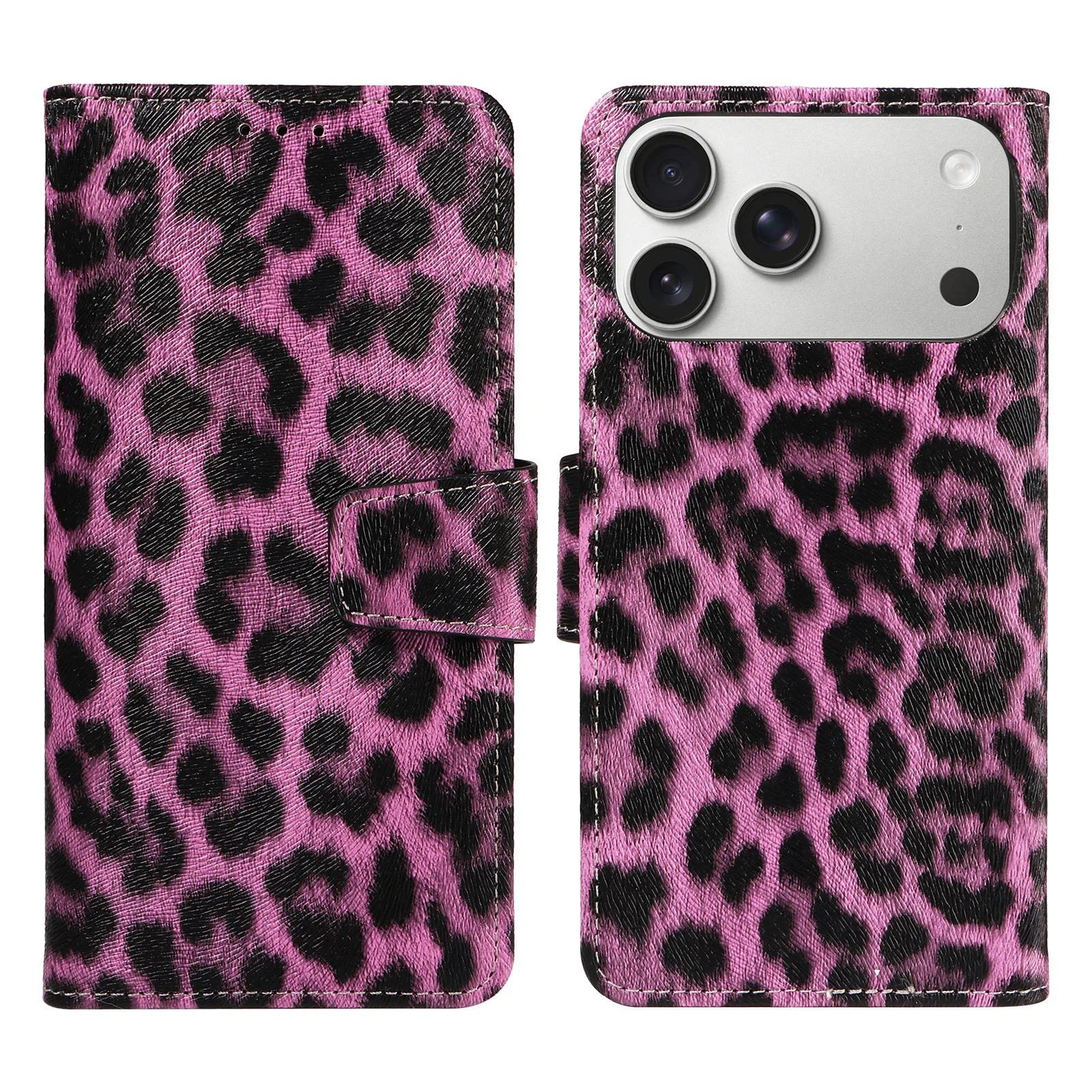 Handyhülle aus Leder mit Leopardenmuster für iPhone 17, 16, 15, 14, 13, 12, 11, Pro Max Plus Mini 7 8 Plus, stoßfeste und kratzfeste Abdeckung