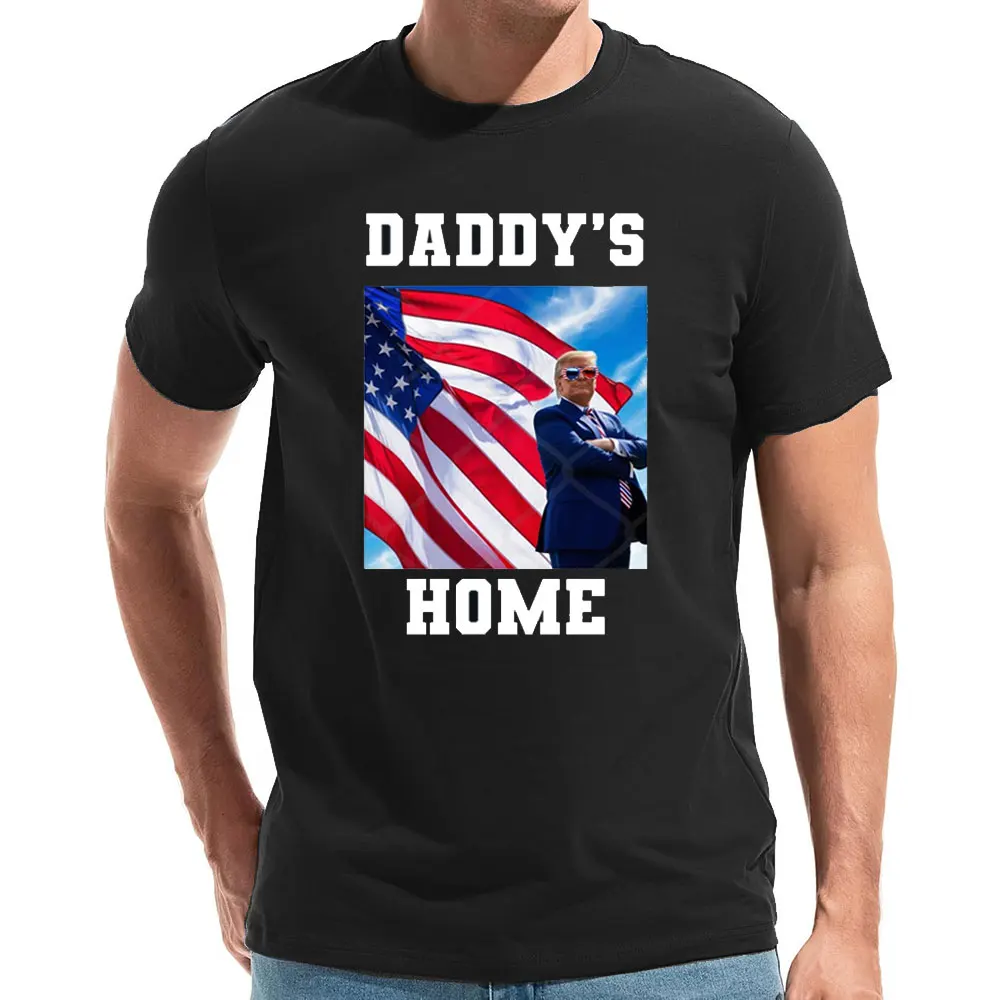 DADDY'S HOME Donald Trump Supporter Men Cotton Shirt The Return Trump Supporter Cotton Shirts New I'll Be Home for Christmas Tee