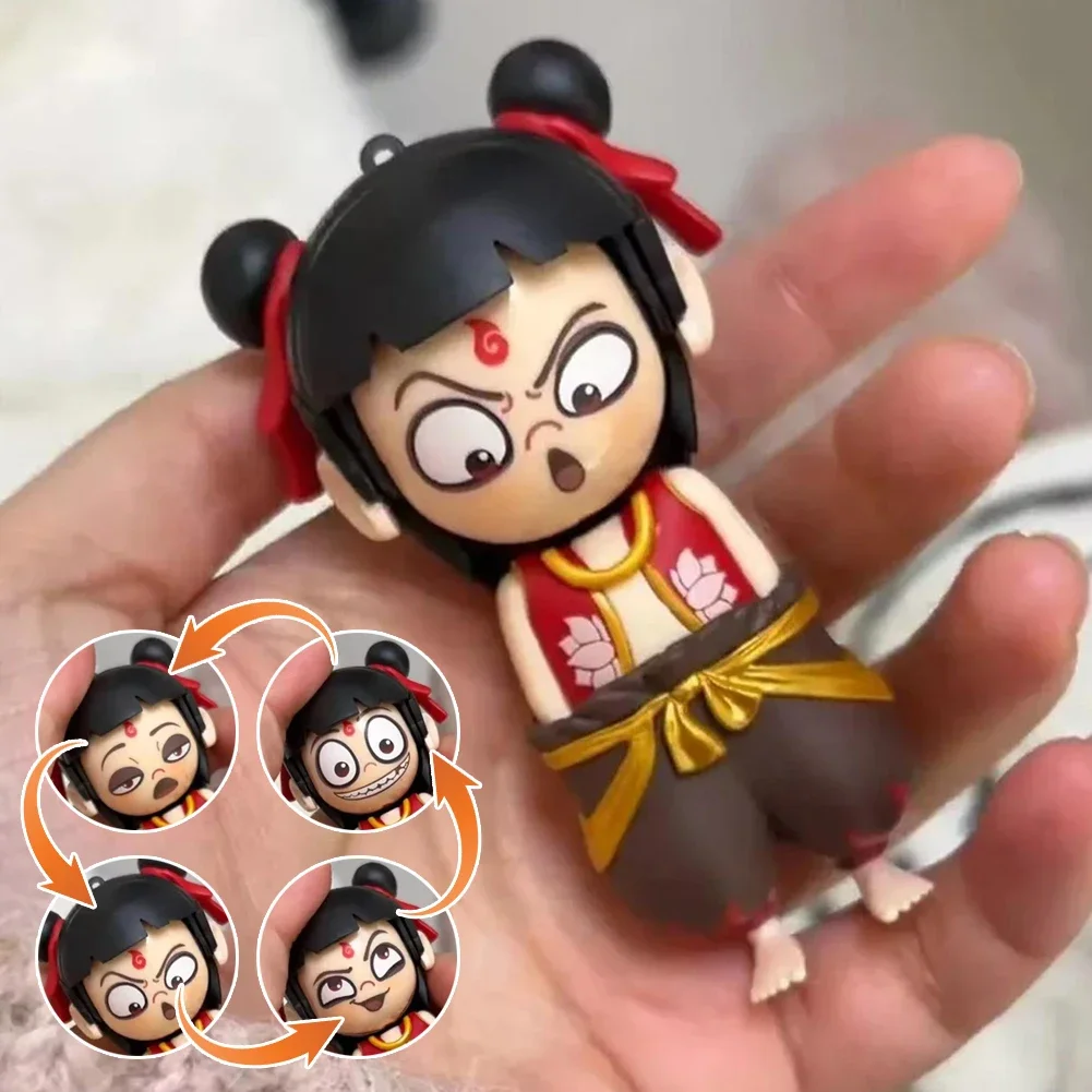 Ne Zha 2 Anime Nezha Pendant Doll,Cute Figure Emoticon Face Changing Model Art,Mini Fidgets Toys for Stress Relief,For Fans