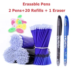 2 lösch bare Stifte 20 Nachfüllungen 1 Radiergummi schwarz & blau Tinte Gel stift Set 0,5mm Kugel spitze magischer Stift mit Radiergummi Schreibwaren
