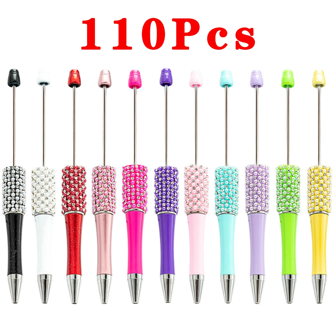 

110pcs Diamond Bead Pen Wholesale Creative DIY Handmade Sticker Set Diamond Beaded Ballpoint Pens Advertising Gift PenSchool Pen