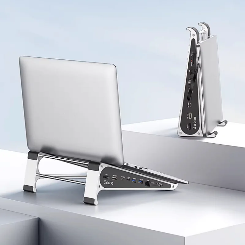 Laptop Stand with 4K 60Hz HD SD/TF Card Reader USB 3.0 5Gbps 100W PD Charger Type-C Hub Docking Station