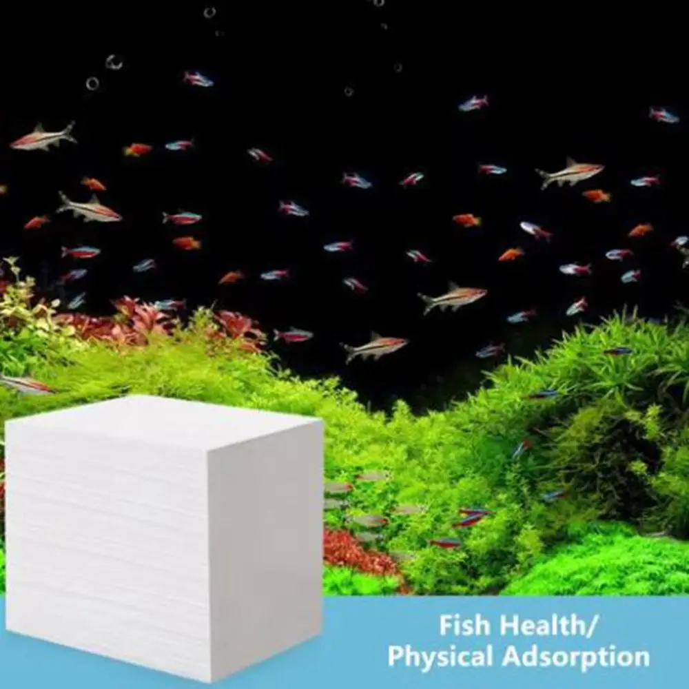 

100Pcs Water Purification Aquarium Water Purification Paper Fish Deodorizing Impurity Removal Water Polishing Filter Pad