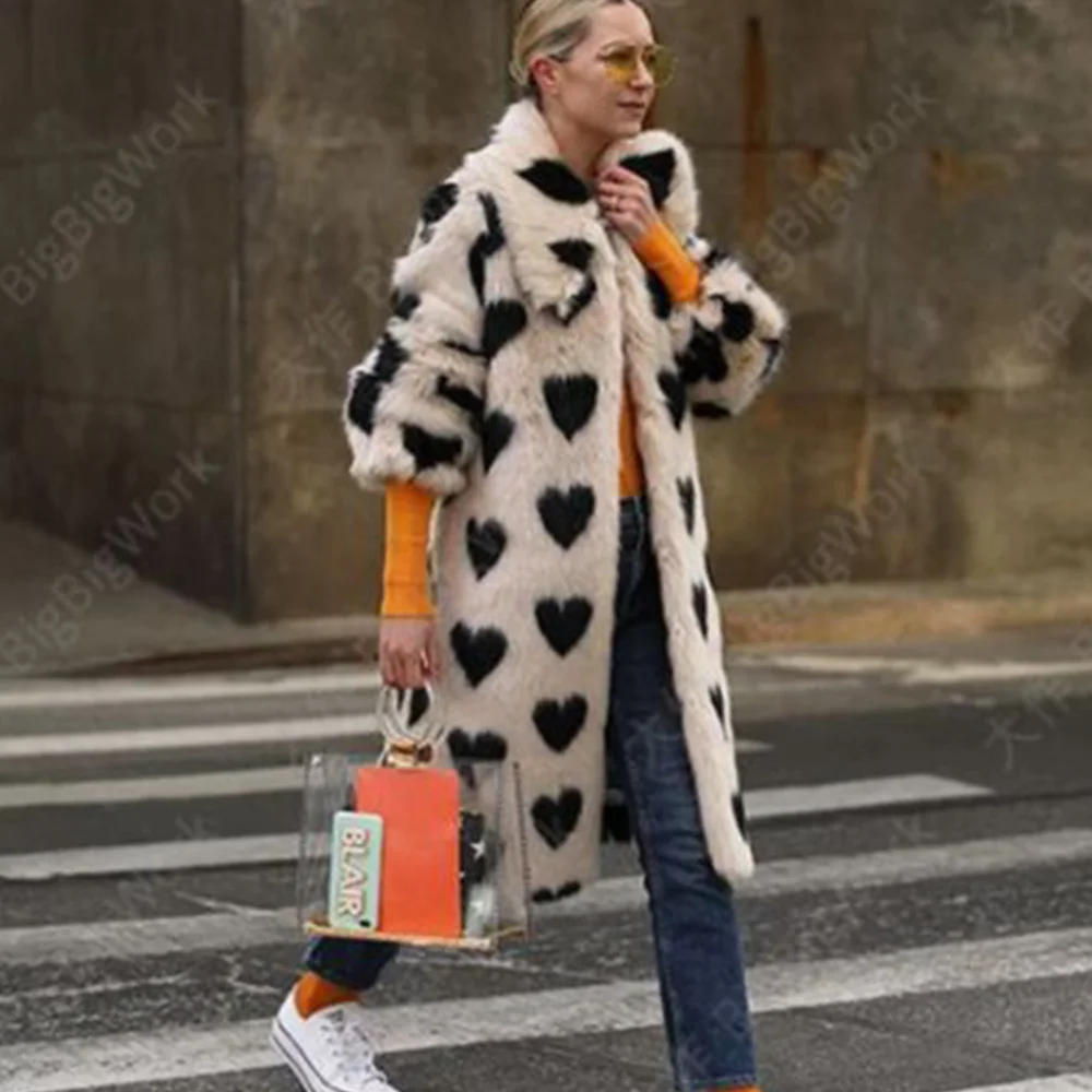 Imagem -02 - Jaqueta de Pele Falsa Raposa Feminina Sobretudo de Lapela de Pelúcia Parka Feminina Cabolsa Longo Solto de Pele Sintética Moda Outono e Inverno Tamanho Grande 5xl