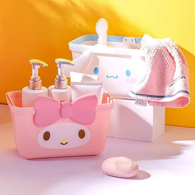 Kawaii Sanrios Storage Basket Cartoon Cinnamoroll Hello Kitty My Melody Hand Snack Shopping Basket Anime Wash Baskets