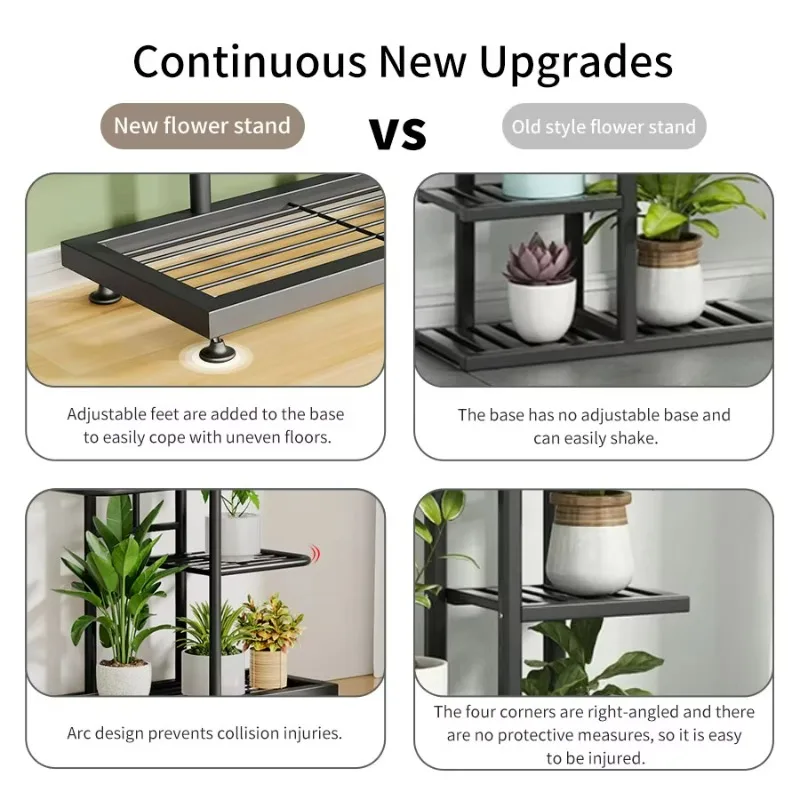 Factory Direct Compatible WithPlant Shelves Iron Potted Flower Plant Stand Rack Multiple Flower Pot Holder Shelf Indoor Outdoor