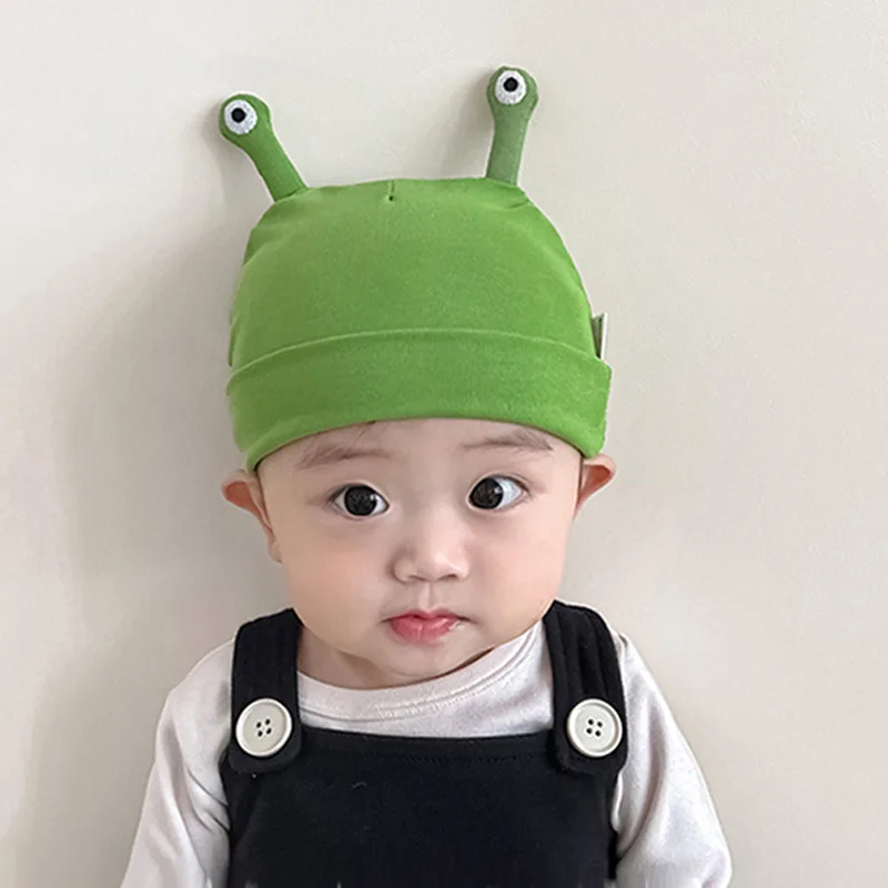 Baby Hat Autumn and Winter Pure Cotton Cute Eyes Warm Baby Hood  Warm Newborn Fetal Cap Children Accessories 0-12 Months