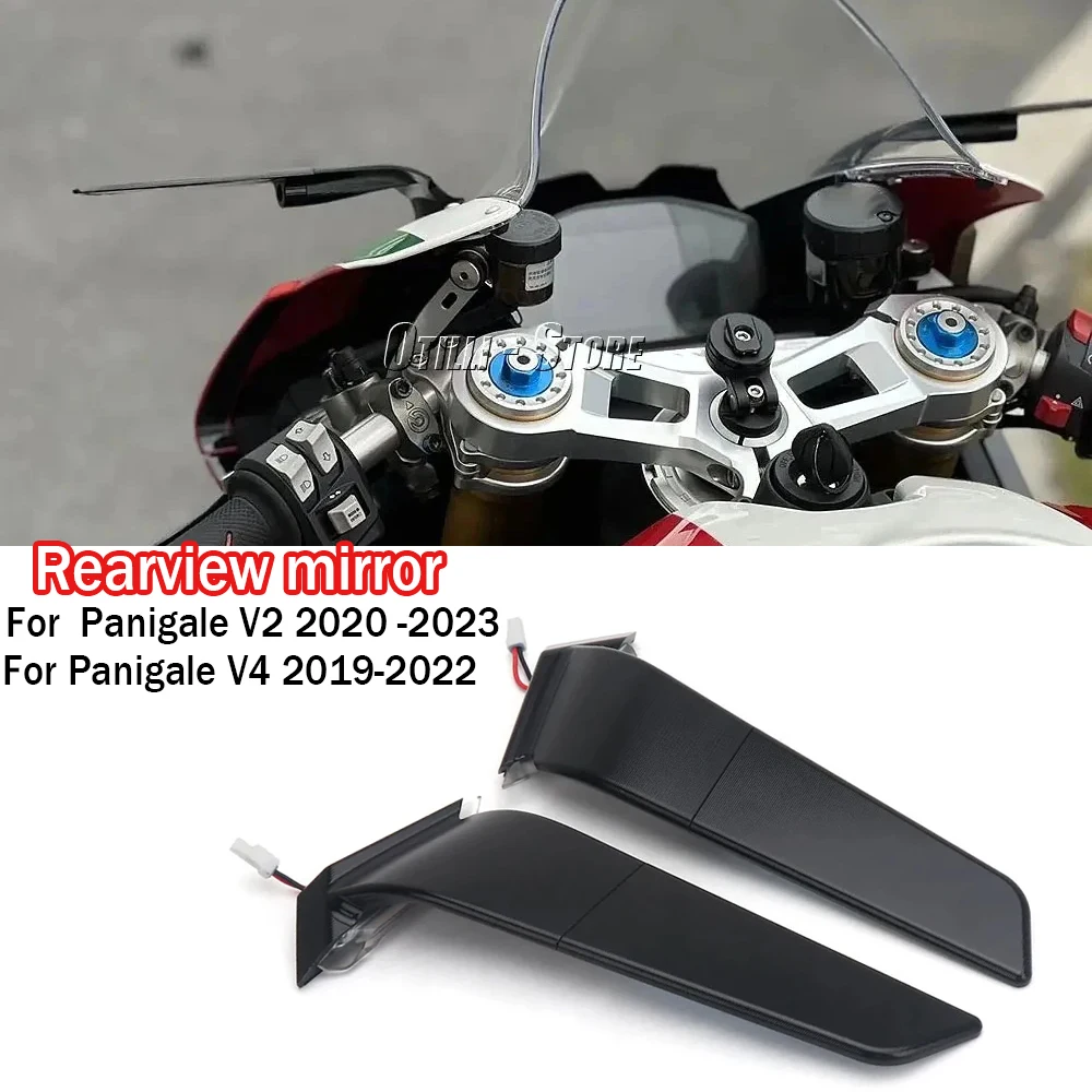 New Motorcycle For Ducati Panigale V2 2020-2023 PANIGALE V4 2019-2022 Rearview Mirrors with LED Rotating Adjustable Wing Mirrors