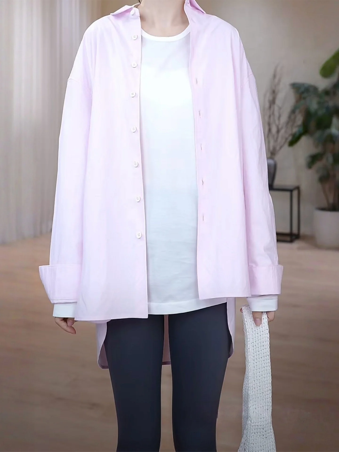 

PINK MOMENT Women's Oversize Pure Cotton irt mat Loose Fit Comfortable Breathable Long Sve Casual Faion