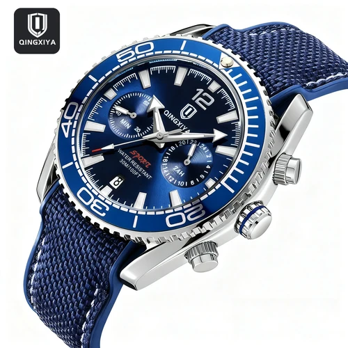 QINGXIYA, nuevo diseño Original, relojes de pulsera de cuarzo para hombre, correa de silicona para hombre, relojes cronógrafo, manecillas luminosas, Reloj para hombre