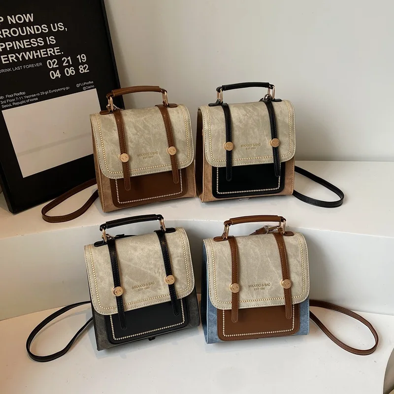 

New Retro Backpack Female PU Student Schoolbag, Multi-functional Casual Model, Concave Backpack