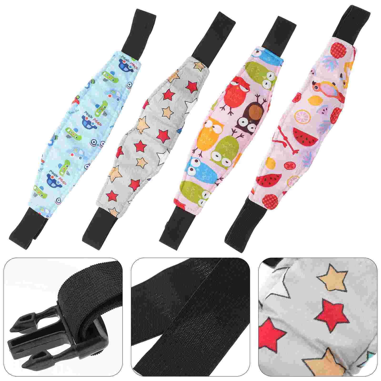 4 Pcs to Sleep Safety Strap Infant Head Band Toddler Pure Cotton Car Seat Neck Holder