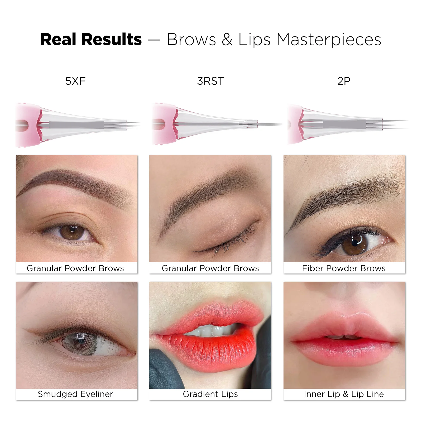 10PCS Universal Permanent Makeup Needles 3RST 5XF 2P Tattoo Cartridge Sterilized Safety Needle for Eyebrow Lips Tattoo Machine