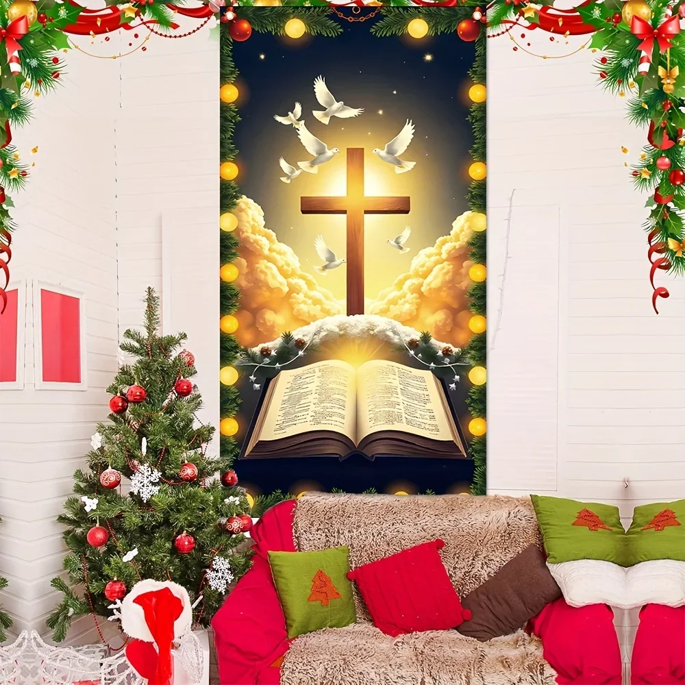 Door canopy flag, multi-purpose flag for the front door of the Jesus Birthday Farmhouse view 2