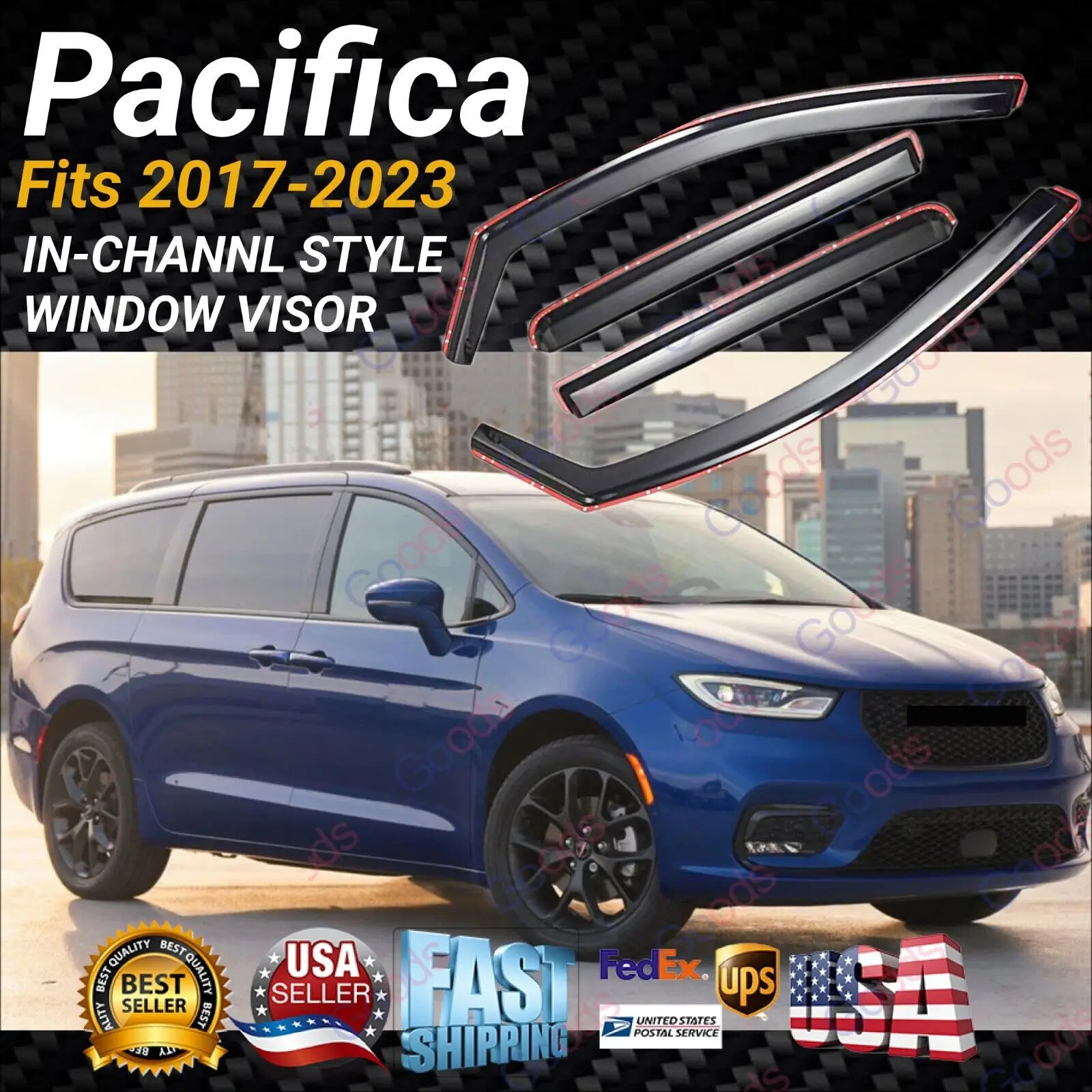 

US For Chrysler Pacifica 17-23 In-Channel Vent Window Visors Rain Guard Deflectors car accessories c-hr accesorios para auto