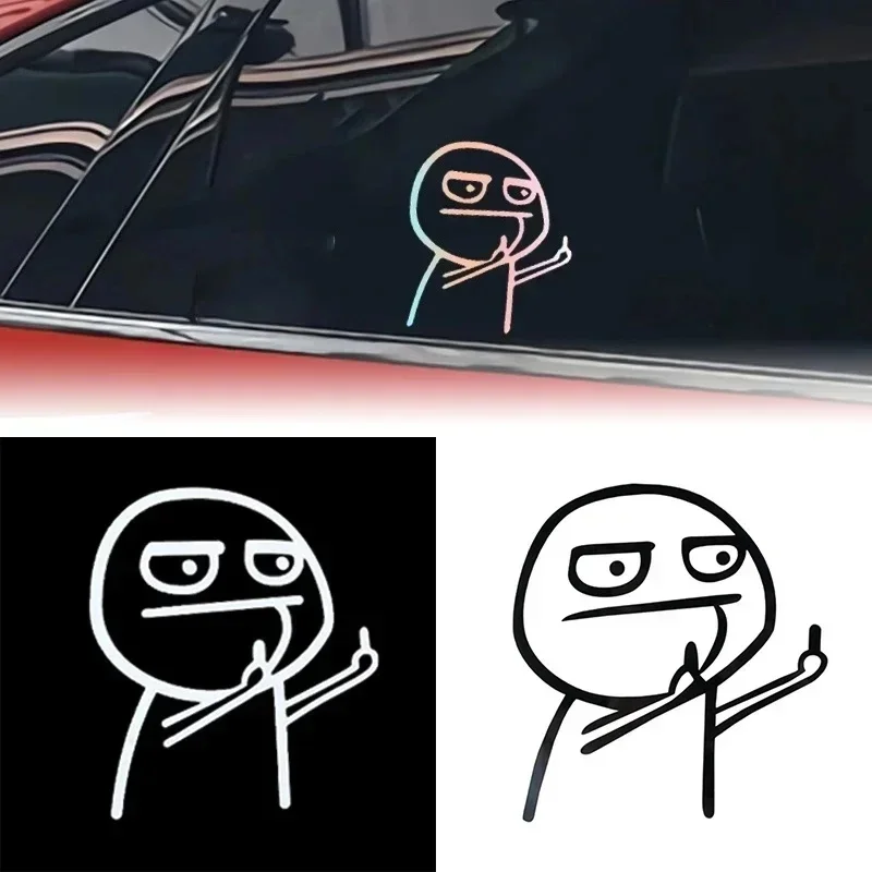 1/2pcs Motorcycle Car Cartoon Funny Middle Finger Reflective Car Sticker Bicycle Decal Styling Decor Exterior Accessories