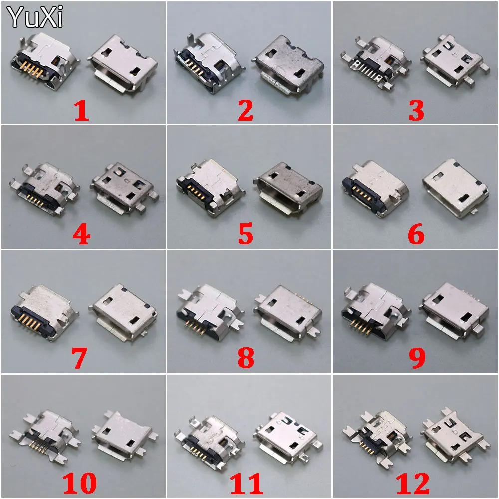 

12-60Pcs Micro USB 5 Pin SMT Socket Connector Type B Female Placement 12 Models SMD DIP Socket Connector