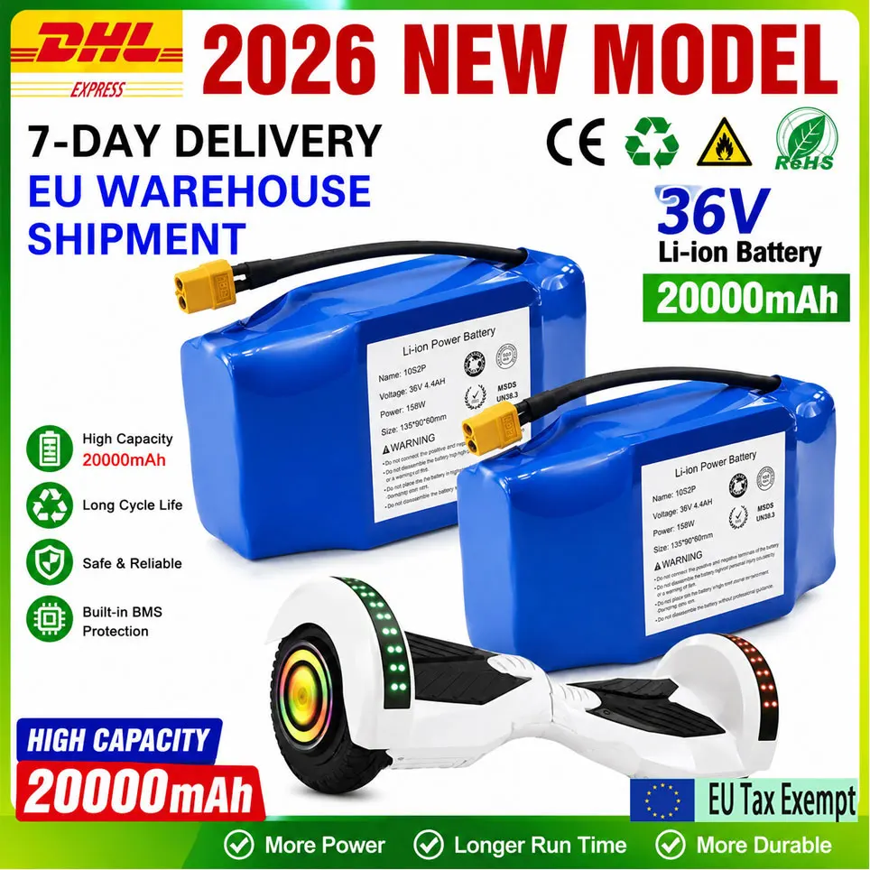 Wiederaufladbare Lithium-Ionen-Akkupacks 36V Original 10S2P 20000mAh für Elektrische Selbstbalancierende Roller, Einräder und Hoverboards