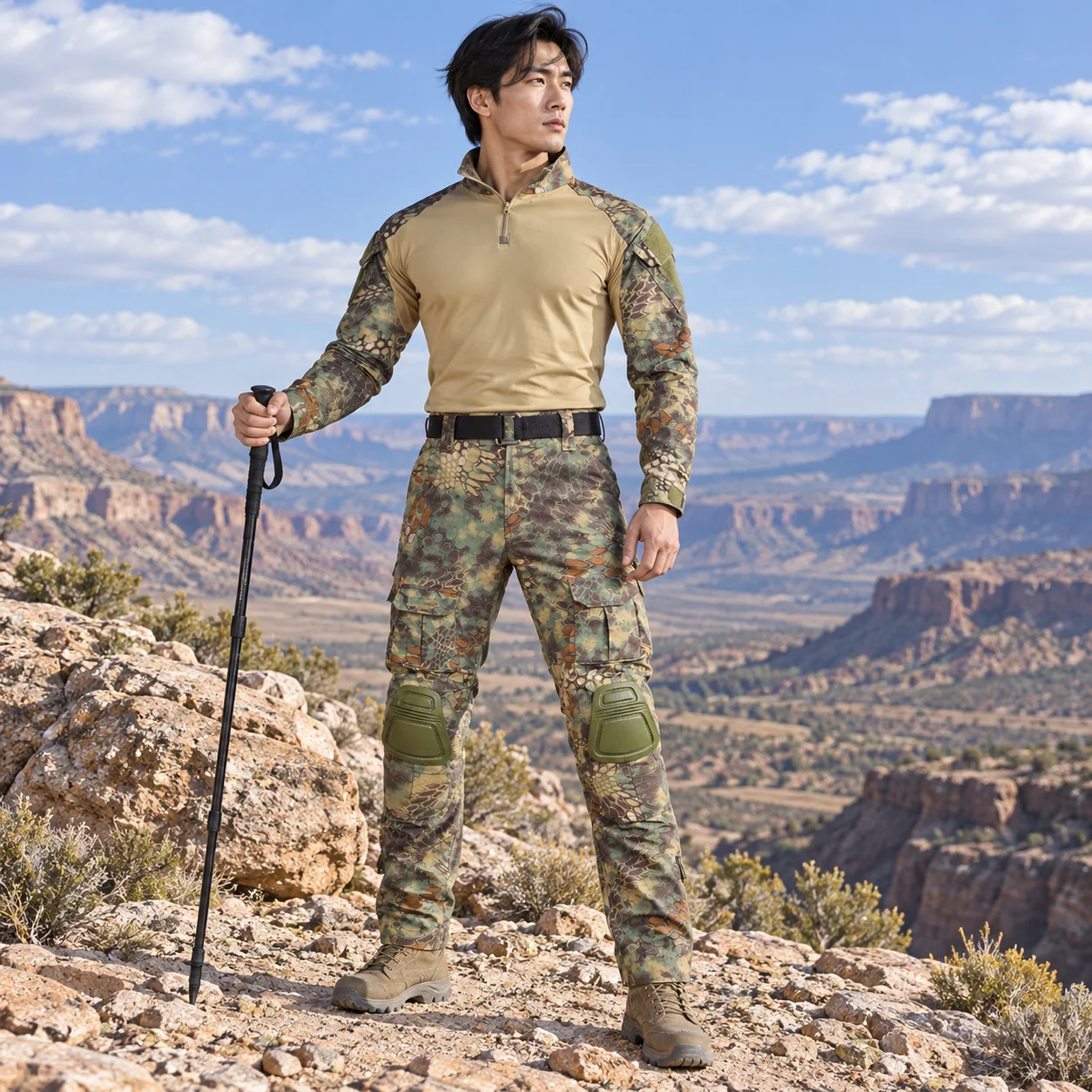 Outdoor Training Hiking Clothing Hunting Shooting Uniform Tactical Frog Camouflage Shirts Cargo Pants Elbow/Knee Pads Suits