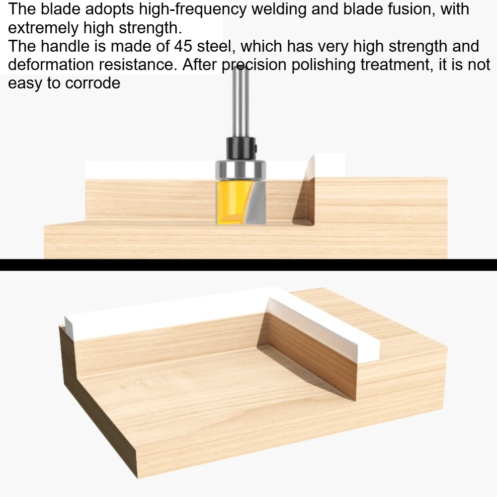 1/4Inch Shank Flush Trim Router Bit with Bearing Carbide Tipped Template Pattern Woodworking Milling Cutter Trimming Groove Wood view 6