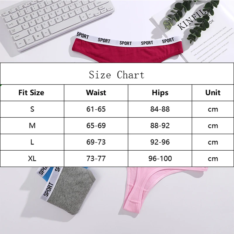 FINETOO 4PCS/Set Women Sexy Cotton Thongs For Women Sport Brand String Underwear Female Soft Coton Tangas Woman Thong Tanga - Image 6