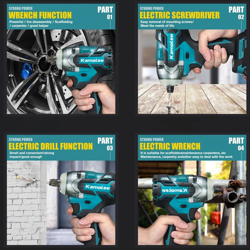 Imagem -05 - Chave de Impacto Elétrica sem Escova Kamolee Alto Torque Compatível com a Bateria Makita 18v Dtw285 520n.m 4