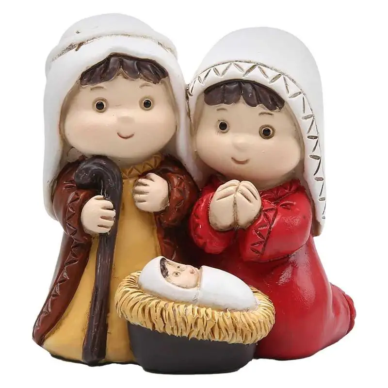 Nativity Statue Set Classic Christmas Village Nativity Scene Set Holy Family Crafts Statue Figurine Collection Home Living Room