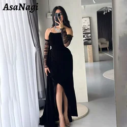 AsaNagi Elegant Black Velvet Prom Dress Strapless Party Evening Gown Women's Ankle Length customized 2025 Special Occasion Gowns