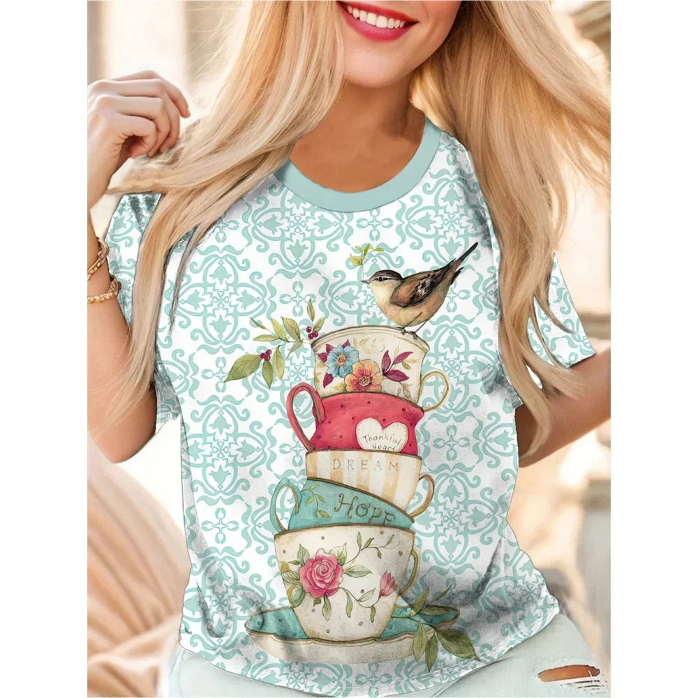 Camiseta feminina engraçado animal impressão 3d camiseta personagens bonito animal casual manga curta topo de grandes dimensões roupas femininas tempeфта