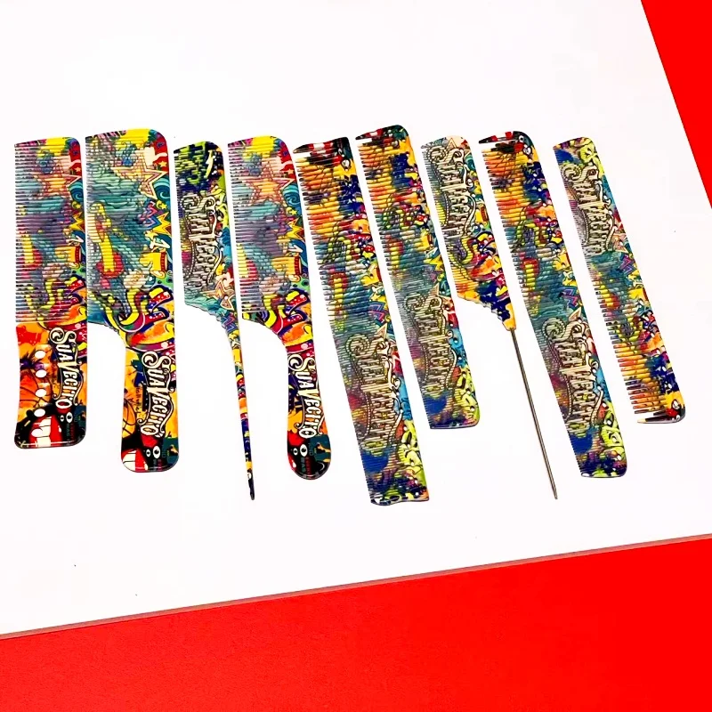 

Painted Combs Barber Shop Women's Long Hair Men's Flat Cut Comb Pointed Tail Hair Brush Hairbrush Salon Styling Tools