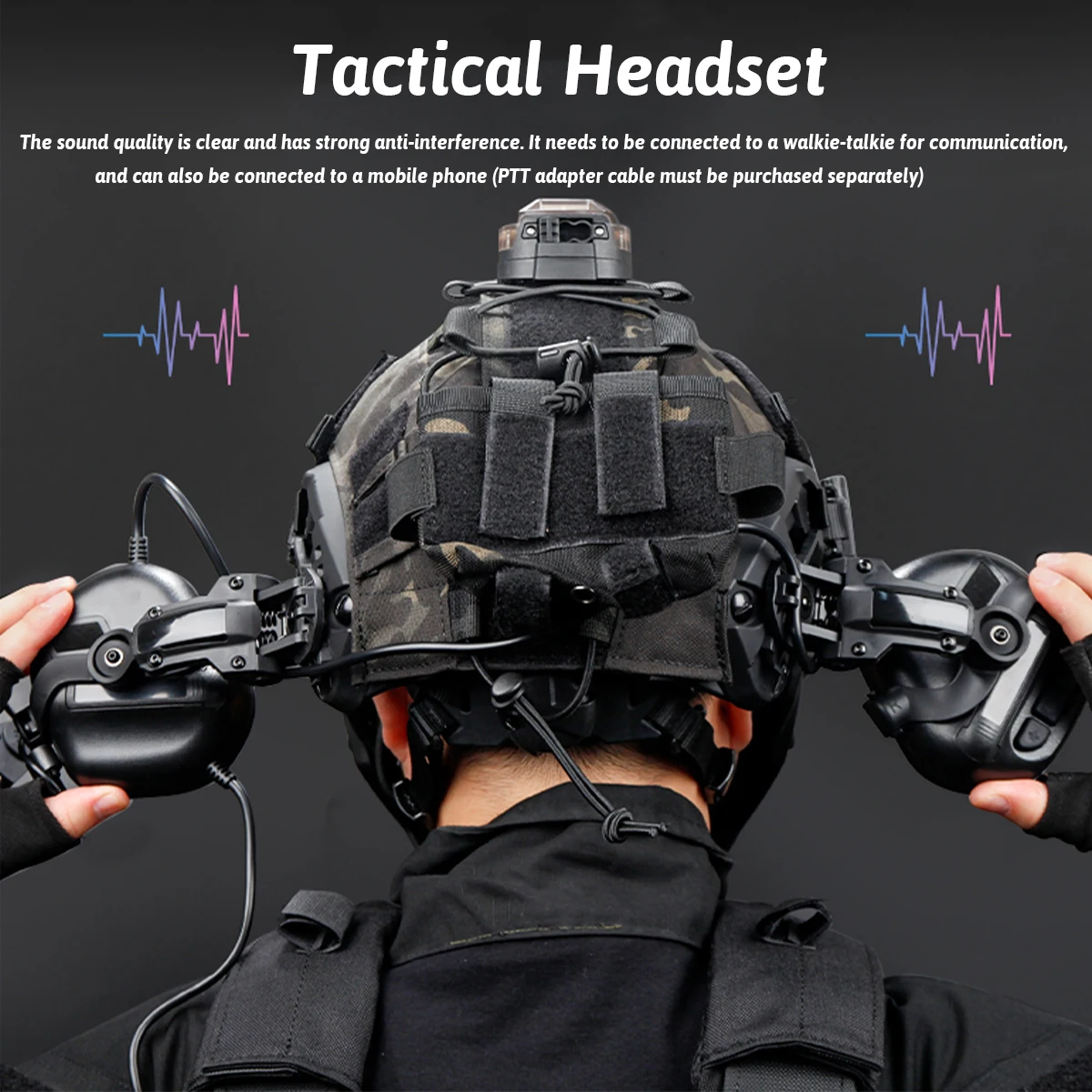 Airsoft-helmset met tactische headset Lichtgevend nachtzichtmodel Maskerbril voor oorlogsspel Schieten Cosplay-uitrusting Props