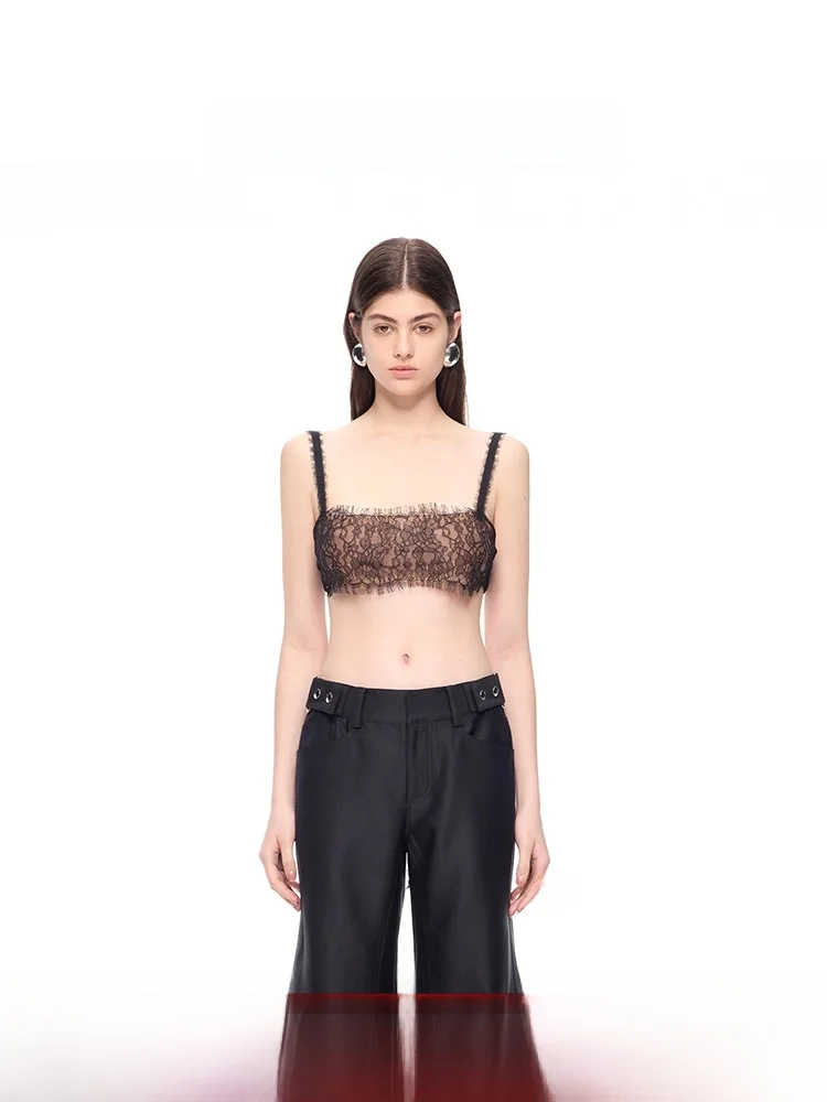 

Spring New Sexy Faion Lace Tie Waist Slim Fit Versatile Tube Top Strap Women's Vest Strap Nylon Fabric ort Length C...