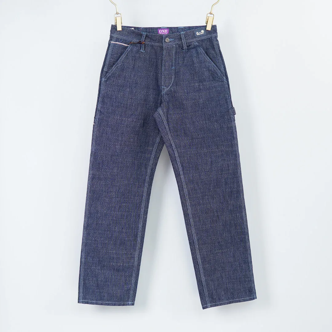 Pepper Salt 13oz 100% Cotton Washed Selvedge Denim Workwear Jeans for Men American Retro Casual Loose Straight Long Cargo Pants