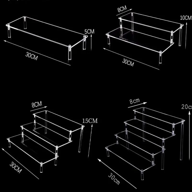 Acrílico claro Display Stand, Riser Rack para Cupcake, boneca de perfume, decoração e organizador, armazenamento de unhas, novo, 30cm