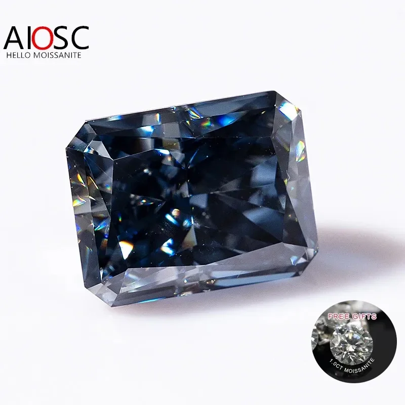 

AIOSC Radiant Cut Loose Moissanite Stone 0.5~8.0ct ViVid Blue Gems with GRA Certificate Factory Wholesale Pass Diamonds Tester